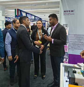Mr Satish Kumar Sivan at the India Pavilion interacting with visitors