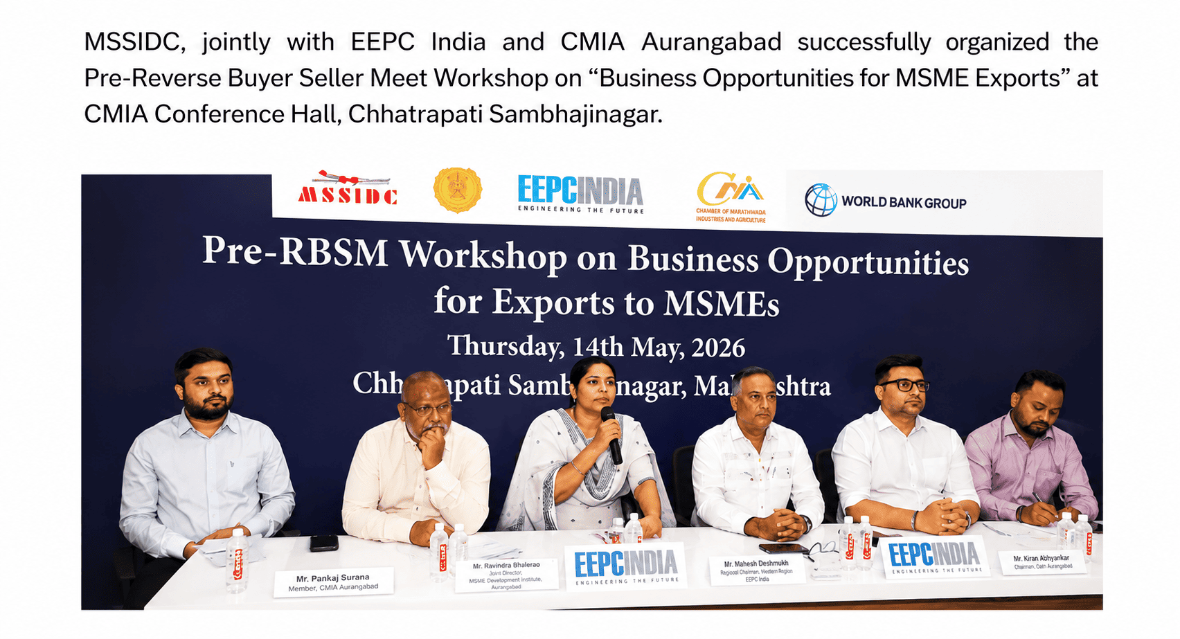 Chart showing Pre‑Reverse Buyer Seller Meet Workshop on “Business Opportunities for MSME Exports” at