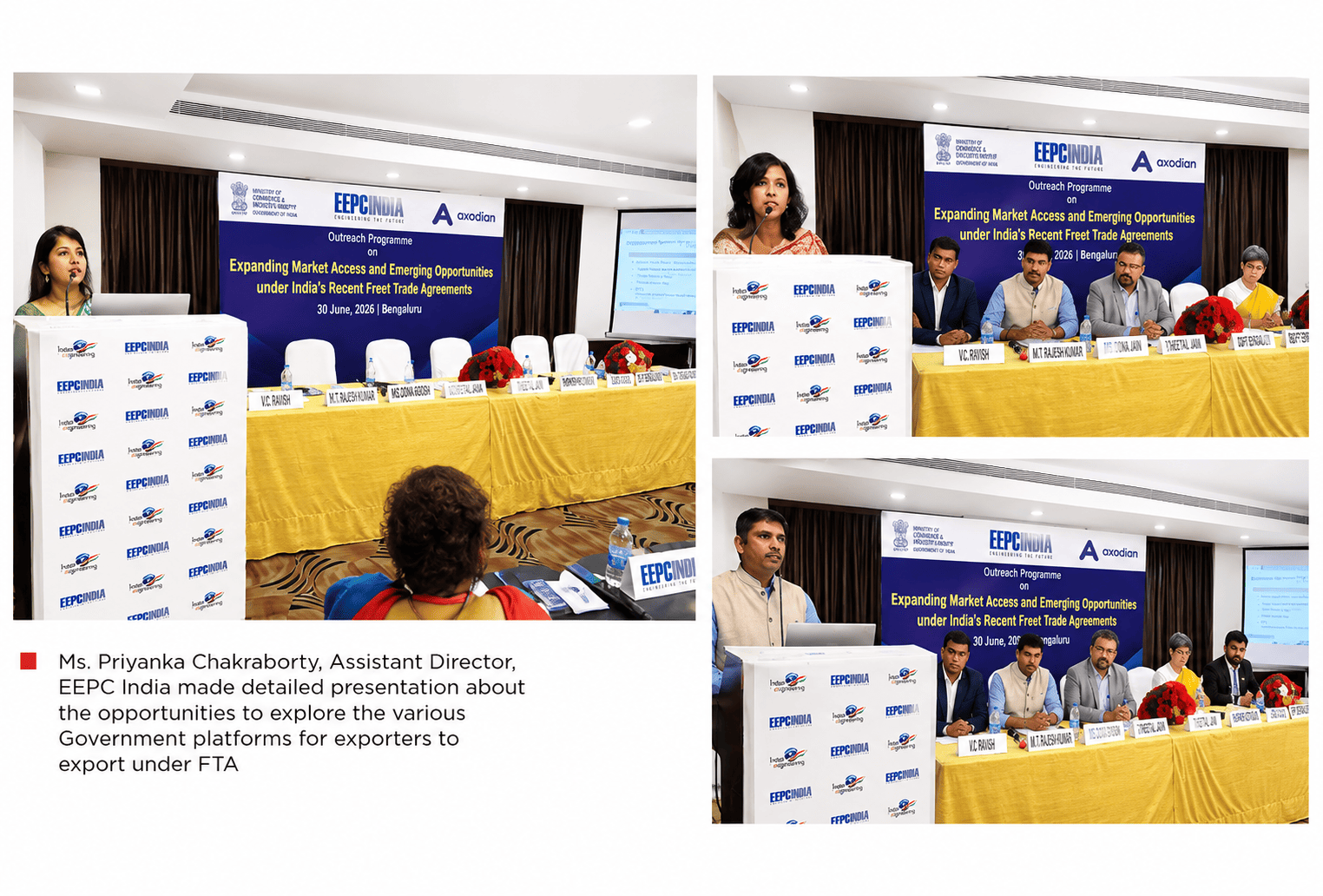 Chart showing Mr. Shashi Kiran Lewis, Deputy Regional Chairman (Southern Region), EEPC India, on the podium;