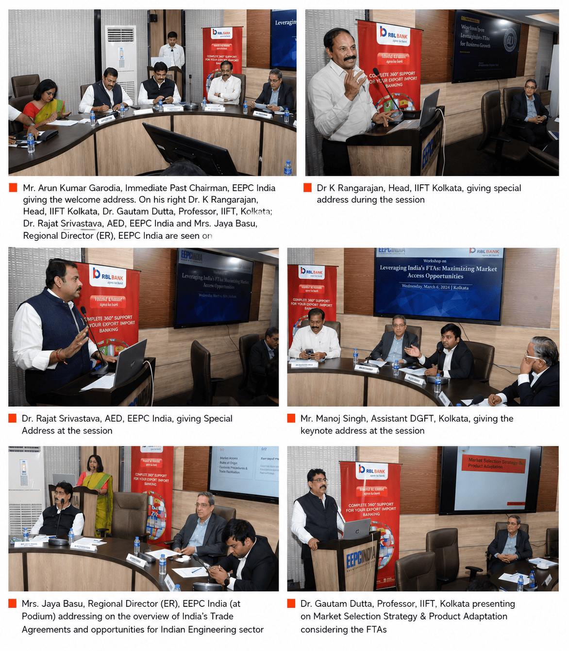 Chart showing AED, EEPC India and Mrs. Jaya Basu, Regional